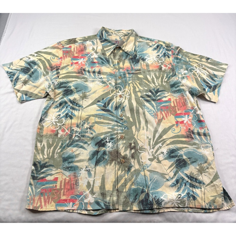 Territory Ahead Shirt Mens Large Floral Button Up Tropical AOP Camp